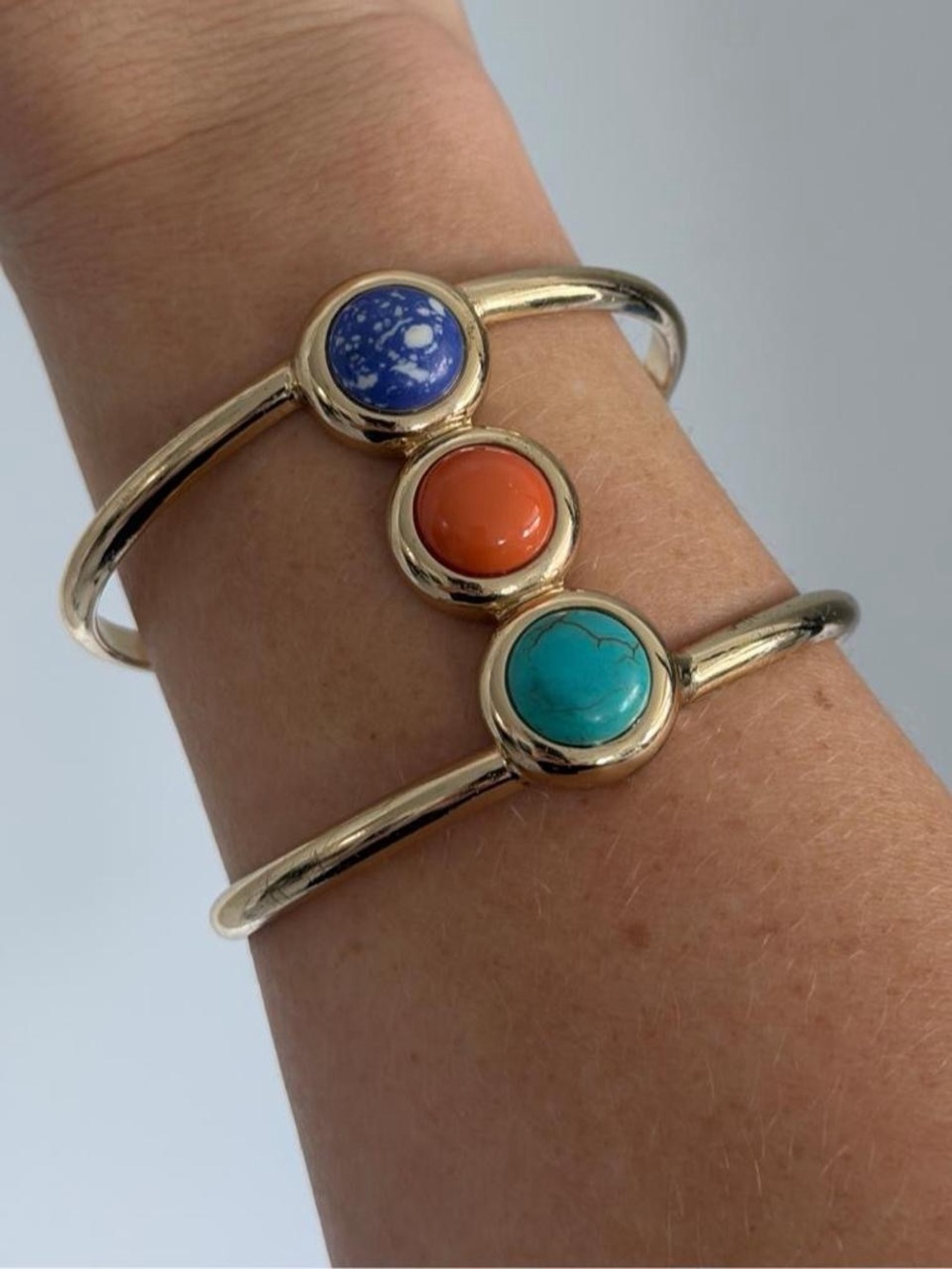 Gold Stone Bangle Bracelet